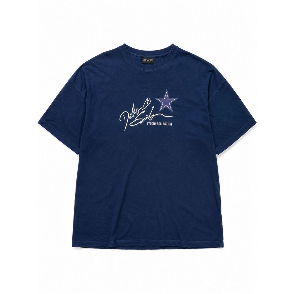 DeMarco Solar Studio Collection Navy Blue Embroidered Star Graphic Tee Mens 3X